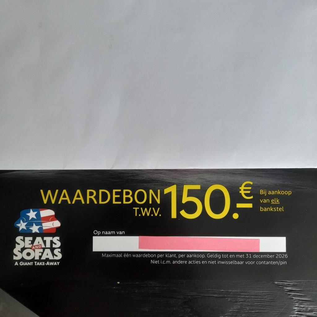 Waardebon Seats and Sofas bankstel, Eén persoon, Cadeaubon