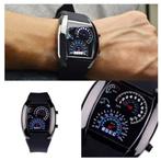 Uniek sportief horloge met dashboard design [Box A - 284], Sieraden, Tassen en Uiterlijk, Horloges | Heren, Staal, Polshorloge