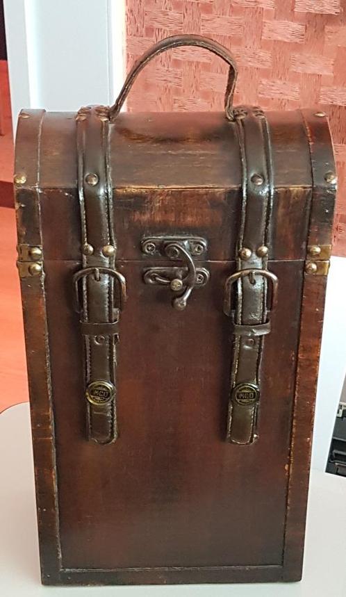 Houten wijnkist, wijndoos, wijnkoffer, Huis en Inrichting, Woonaccessoires | Kisten, Gebruikt, Minder dan 50 cm, Minder dan 50 cm