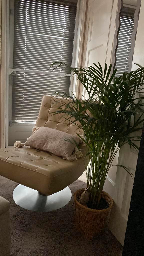 Lederen draaifauteuil in goede staat, Huis en Inrichting, Fauteuils, Zo goed als nieuw, Leer, Minder dan 50 cm, Minder dan 75 cm