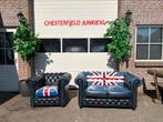 Chesterfield jeans blue Union Jack leren 2&1 zits, Huis en Inrichting, Ophalen, Chesterfield, Info@chesterfield.nl, Chesterfield