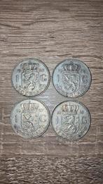 Zilveren Guldens 4 stuks, Postzegels en Munten, 1 gulden, Koningin Juliana, Setje, Zilver