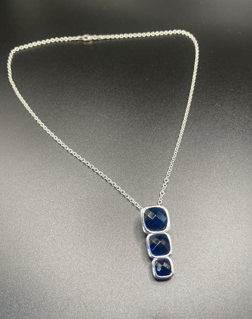 Grote hanger 35mm met 3 edelstenen met ketting., Sieraden, Tassen en Uiterlijk, Kettinghangers, Nieuw, Zilver, Overige voorstellingen