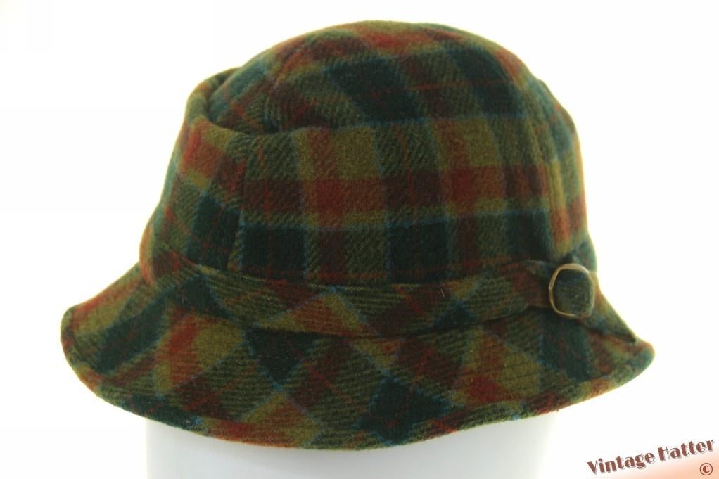 Vintage buckethat Vissershoed Mayser groen geruit wol mix 57, Kleding | Heren, Hoeden en Petten, Ophalen of Verzenden, Hoed, Mayser