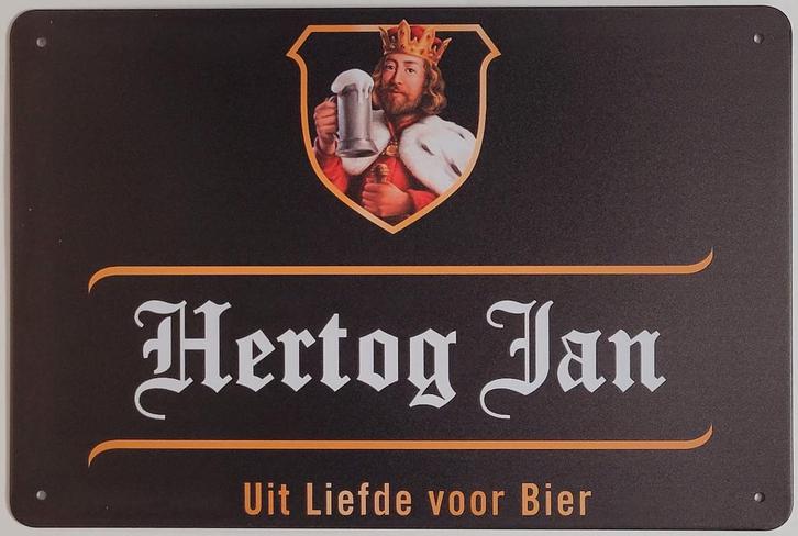 Hertog Jan liefde voor bier reclamebord van metaal wandbord, Verzamelen, Biermerken, Nieuw, Reclamebord, Plaat of Schild, Hertog Jan