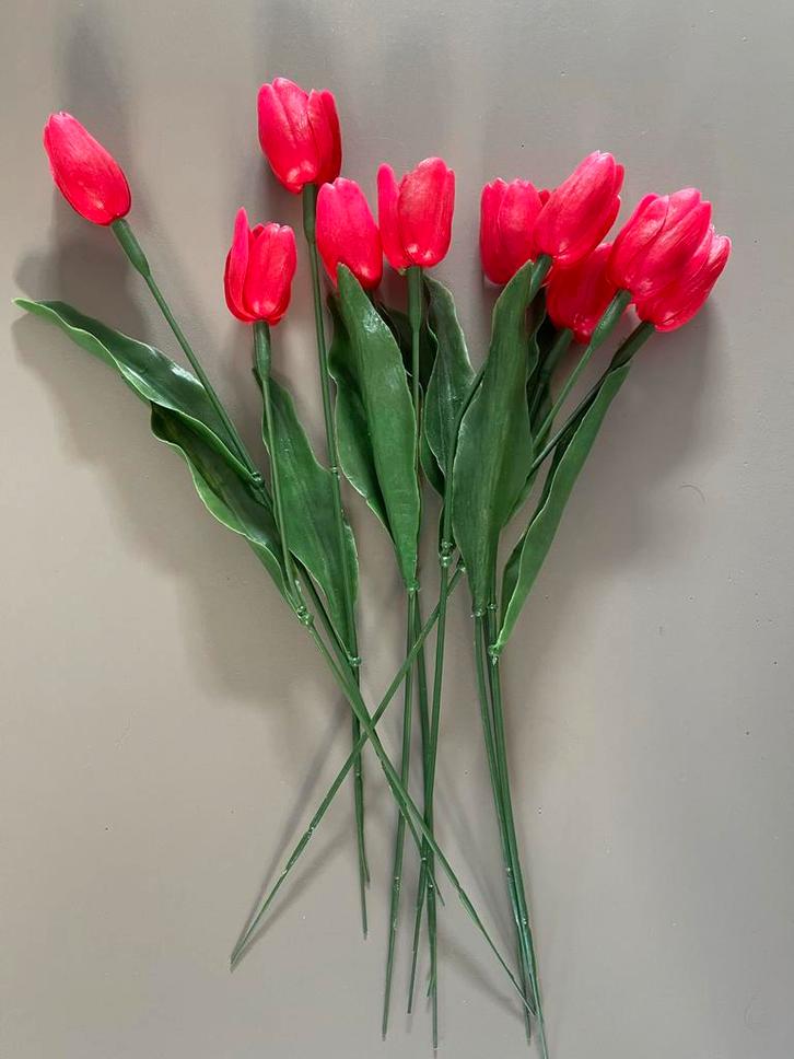 10 Rode Kunst Tulpen - Mooie Decoratie, Huis en Inrichting, Woonaccessoires | Kunstplanten en Kunstbloemen, Nieuw, Binnen, Ophalen of Verzenden