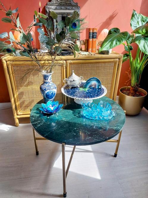 Groen Marmeren Tafel, Huis en Inrichting, Tafels | Salontafels, Zo goed als nieuw, Ophalen