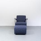 1x Leolux Scylla fauteuil blauw rondjes motief + hocker, Ophalen of Verzenden, Zo goed als nieuw, Leer