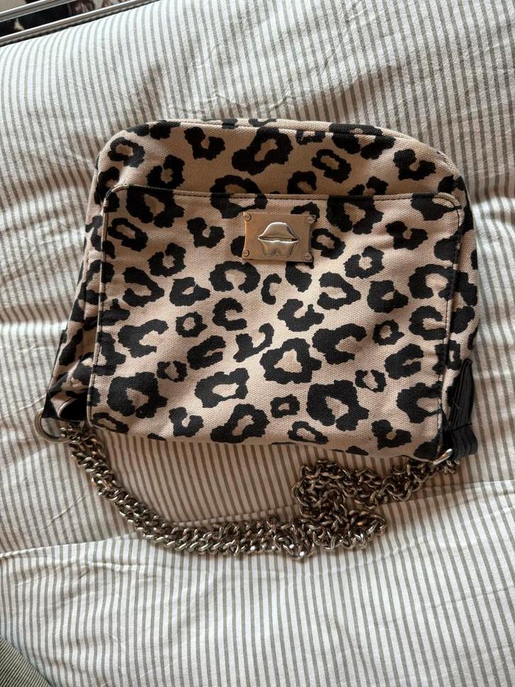 Rika tas van katoen met luipaardprint, Sieraden, Tassen en Uiterlijk, Toilettassen, Zo goed als nieuw, Dame, Beige, Ophalen of Verzenden