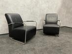 (2) Kunstlederen Lounge Fauteuil – Zwart, Ophalen, -, -, 75 tot 100 cm
