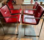 Arco stoelen, rood leder, set van 4, Huis en Inrichting, Stoelen, Ophalen, Gebruikt, Arco Frame - design stoel, Leer