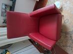2x rode leren fauteuil, Ophalen, Zo goed als nieuw, 75 tot 100 cm, 50 tot 75 cm