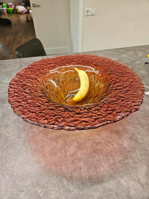 Unieke glazen fruitschaal – handgemaakt look – eyecatcher, Huis en Inrichting, Woonaccessoires | Schalen en Manden, Nieuw, Rond