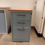 Metalen dossierkast met blank eiken bovenkant, afsluitbaar, Ophalen of Verzenden