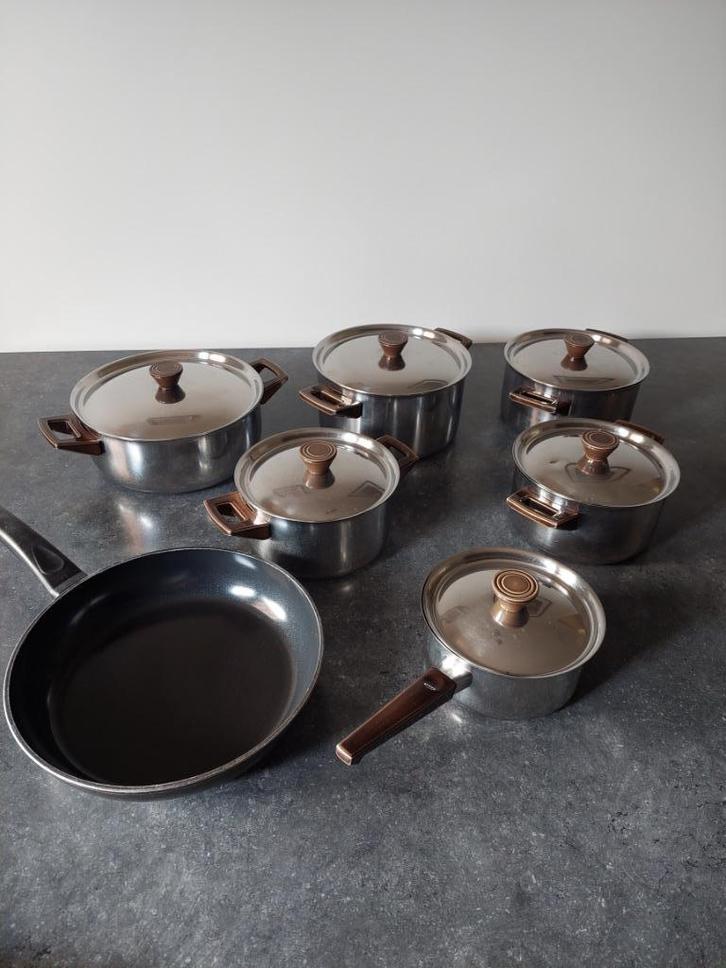 BK pannenset, Huis en Inrichting, Keuken | Potten en Pannen, Gebruikt, Pannenset, Rvs, Keramische plaat, Ophalen