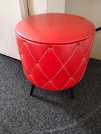 Vintage poef, Ophalen, Minder dan 50 cm, Gebruikt, Rond