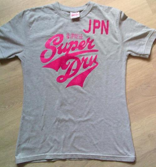 Superdry grijs shirt met roze letters S/M, Kleding | Dames, T-shirts, Gedragen, Maat 36 (S), Grijs, Korte mouw, Verzenden