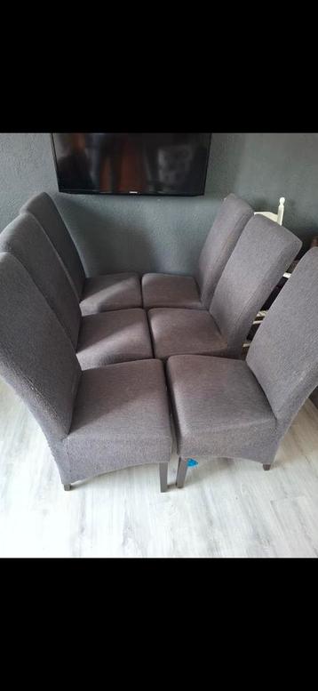 6 Grijze Stoffen Eetkamerstoelen beschikbaar voor biedingen