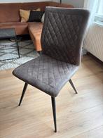 4 Industriële Eetkamerstoelen van Haco - Antraciet/Cognac, Huis en Inrichting, Stoelen, Ophalen, Gebruikt, Vier, Industrieel