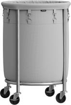 Laundry Basket-Laundry Trolley 110L-Grey and Silver, Ophalen, Overige materialen, Mand, Rond