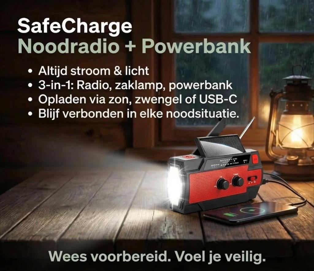 Draagbare noodradio - Zwart of Rood, Ophalen of Verzenden, Nieuw, Radio