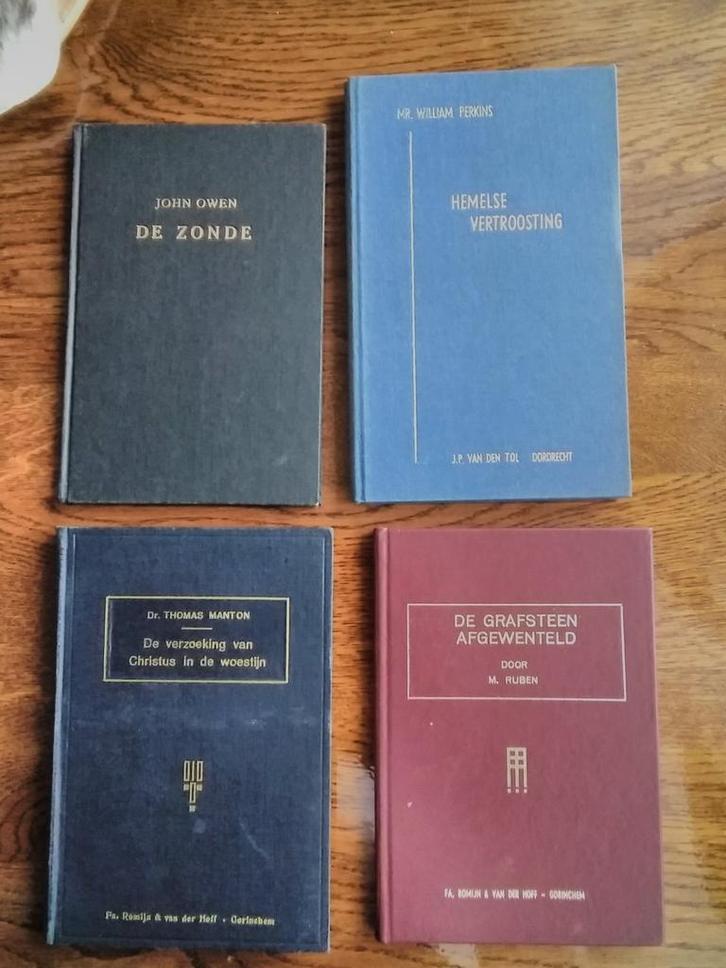 John Owen/William Perkins/Thomas Manton/M. Ruben - 4 boeken, Boeken, Godsdienst en Theologie, Gelezen, Ophalen of Verzenden