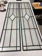 2 mooie oude glas in lood ramen 137 x 30 midden facet glas, Ophalen, Gevelraam of Ruit, Minder dan 80 cm, Glas in lood