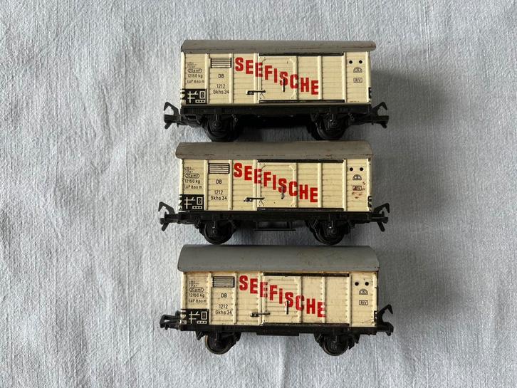 3x Fleischmann DB Seefische goederenwagons, Hobby en Vrije tijd, Modeltreinen | H0, Gebruikt, Wagon, Gelijkstroom of Wisselstroom