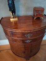 Mahonie demi lune theekast met schuifdeurtjes, Ophalen