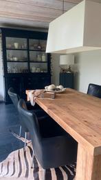 4 eetkamer stoelen bruin zwart leer, Ophalen, Gebruikt, Bruin, Leer