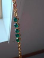 Mooi vintage armbandje met groene facetgeslepen  glas stenen, Met kristal, Overige materialen, Verzenden, Zo goed als nieuw