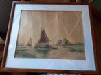 Aquarel zeilboot., Antiek en Kunst, Ophalen