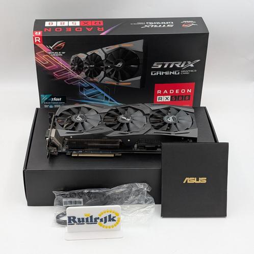 Asus ROG Strix RX580 8Gb OC Videokaart - Zgan compleet, Computers en Software, Videokaarten, Zo goed als nieuw