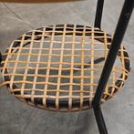 Rieten bijzettafel met glazen blad – 5454 cm – Vintage, Huis en Inrichting, Minder dan 55 cm, Gebruikt, ., Rond