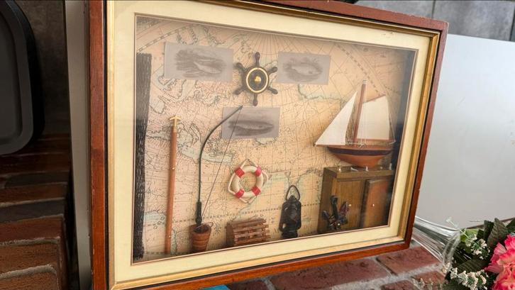 Vintage Maritieme Schaduwdoos, Huis en Inrichting, Woonaccessoires | Wanddecoraties, Gebruikt, Ophalen