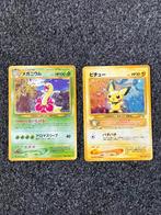 Pokémon Pichu en Meganium Japanse Neo series - Near Mint, Ophalen of Verzenden, Zo goed als nieuw, Losse kaart, Foil