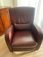 Rode leren fauteuil teab, Huis en Inrichting, Fauteuils, Ophalen, Zo goed als nieuw, 75 tot 100 cm