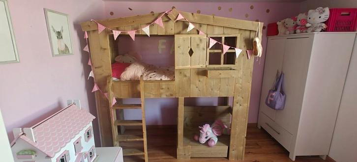 Uniek Boomhut Bed - Avontuurlijk Slapen!, Kinderen en Baby's, Kinderkamer | Stapelbedden en Hoogslapers, Gebruikt, Hoogslaper