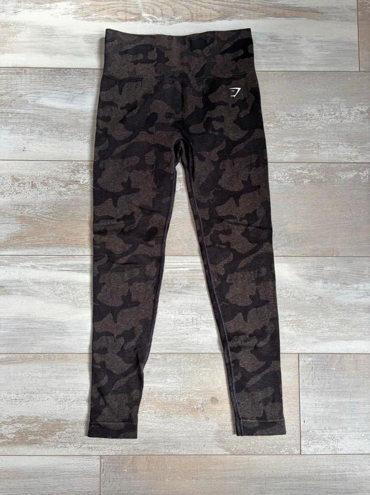GYMSHARK Adapt Camo Seamless Ribbed Legging Maat S, Kleding | Dames, Sportkleding, Nieuw, Fitness of Aerobics, Maat 36 (S), Zwart