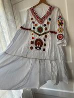 Bohemian ibiza wit kleurrijk geborduurde tuniek jurk L 40 42, Kleding | Dames, Jurken, Nieuw, Maat 42/44 (L), Ophalen of Verzenden