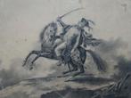 Tekening Napoleontische officier op stijgerend paard, 1814, Antiek en Kunst, Verzenden