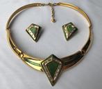 Vintage Jr 80 Spang /Choker & oorclips ( 3 Delig), Sieraden, Tassen en Uiterlijk, Kettingen, Overige materialen, Verzenden, Met kristal