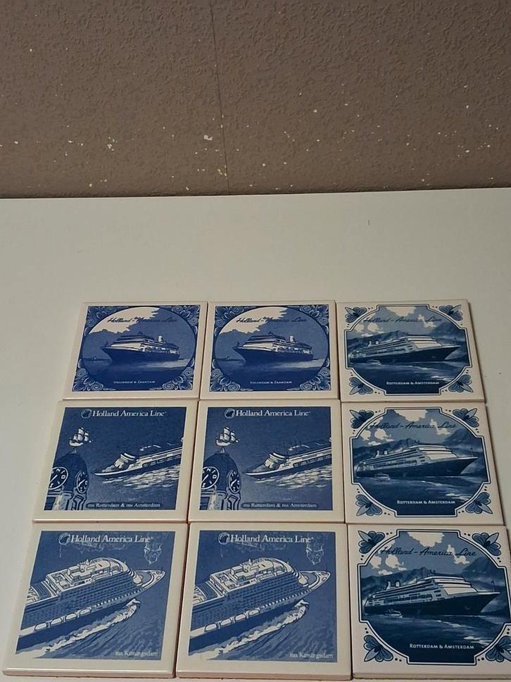 Holland America Line Tegels (9 stuks), Antiek en Kunst, Antiek | Wandborden en Tegels, Ophalen