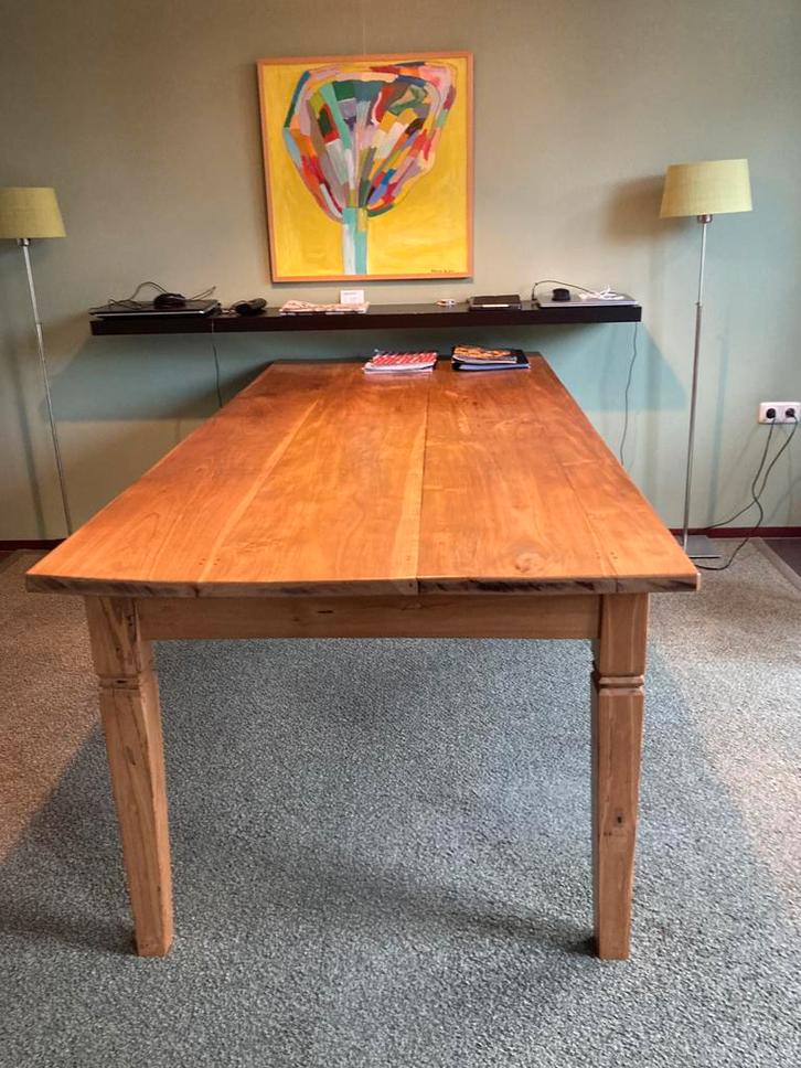 Robuuste Eikenhouten Eettafel - 220x100, Huis en Inrichting, Tafels | Eettafels, Gebruikt, 50 tot 100 cm, 200 cm of meer, Vijf personen of meer