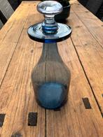 Blauwe vintage fles met glazen dop, Ophalen of Verzenden, Overige typen
