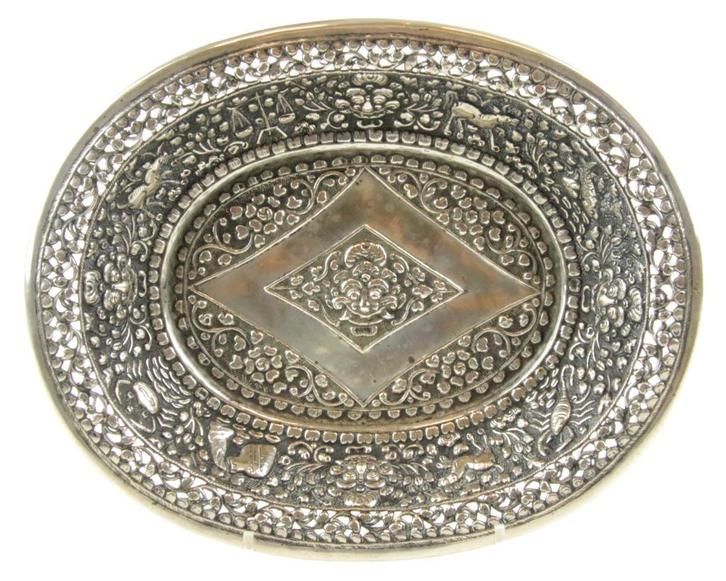 Indonesisch Bali zodiac Djokja schaal ca1900 collectors item, Antiek en Kunst, Antiek | Goud en Zilver, Zilver, Ophalen