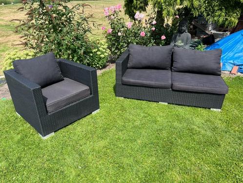 Wicker loungeset, Tuin en Terras, Tuinsets en Loungesets, Gebruikt, Wicker, Bank, Stoel, Ophalen