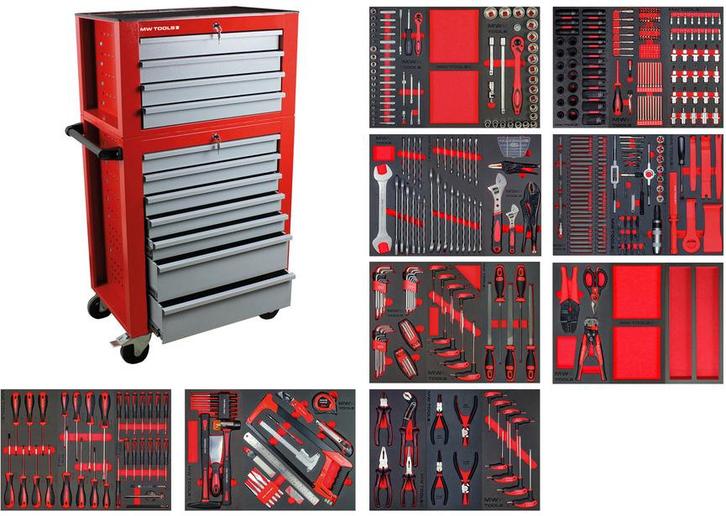 Gevulde gereedschapswagen met topkoffer XL 514-delig, Auto diversen, Autogereedschap, Zo goed als nieuw, Ophalen