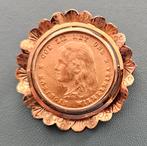 Gouden tientje 10G Wilhelmina 1897 broche-hanger, Ophalen of Verzenden, Koningin Wilhelmina, 10 gulden, Goud