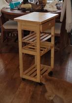 Houten Keuken Trolley met Wijnrek, Ophalen of Verzenden, Gebruikt